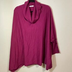 89th & Madison Women’s 2X‎ sweater Oversized Pink/Purple Cowl Neck silver button